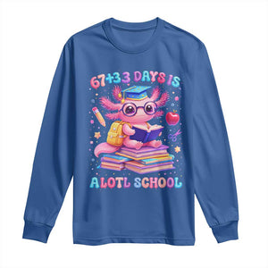 Axolotl 100 Days Of School Long Sleeve Shirt 100 Days Is Alotl School 67 33 Six Seven Meme TS10 Royal Blue Print Your Wear