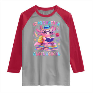 Axolotl 100 Days Of School Raglan Shirt 100 Days Is Alotl School 67 33 Six Seven Meme TS10 Sport Gray Red Print Your Wear