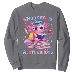 Axolotl 100 Days Of School Sweatshirt 100 Days Is Alotl School 67 33 Six Seven Meme TS10 Charcoal Print Your Wear