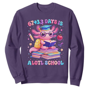 Axolotl 100 Days Of School Sweatshirt 100 Days Is Alotl School 67 33 Six Seven Meme TS10 Purple Print Your Wear