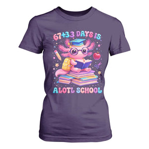 Axolotl 100 Days Of School T Shirt For Women 100 Days Is Alotl School 67 33 Six Seven Meme TS10 Purple Print Your Wear