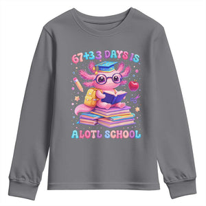 Axolotl 100 Days Of School Youth Sweatshirt 100 Days Is Alotl School 67 33 Six Seven Meme TS10 Charcoal Print Your Wear
