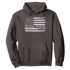Dad Of Girl Est. 2025 Hoodie Father Girl To Be 2025 Daddy Fathers Day USA Flag TS10 S Dark Chocolate Print Your Wear