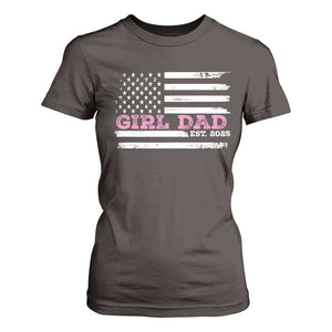 Dad Of Girl Est. 2025 T Shirt For Women Father Girl To Be 2025 Daddy Fathers Day USA Flag TS10 Dark Chocolate Print Your Wear