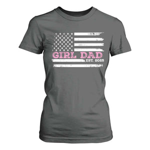 Dad Of Girl Est. 2025 T Shirt For Women Father Girl To Be 2025 Daddy Fathers Day USA Flag TS10 Dark Heather Print Your Wear