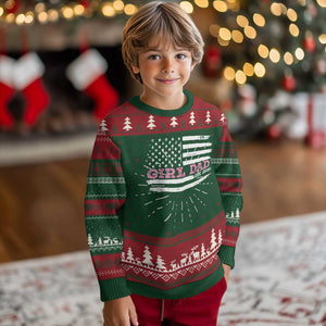 Dad Of Girl Est. 2025 Knit Sweatshirt Father Girl To Be 2025 Daddy Fathers Day USA Flag TS10 Christmas Print Your Wear