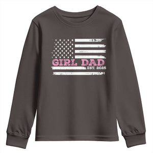 Dad Of Girl Est. 2025 Youth Sweatshirt Father Girl To Be 2025 Daddy Fathers Day USA Flag TS10 Dark Chocolate Print Your Wear