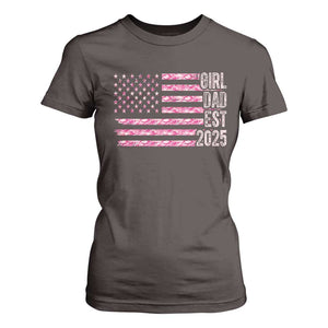 Dad Of Girl Est. 2025 T Shirt For Women Father Girl To Be 2025 Daddy Camouflage Camo Flag TS10 Dark Chocolate Print Your Wear