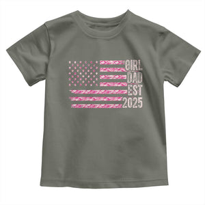 Dad Of Girl Est. 2025 Toddler T Shirt Father Girl To Be 2025 Daddy Camouflage Camo Flag TS10 Military Green Print Your Wear