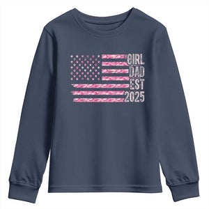 Dad Of Girl Est. 2025 Youth Sweatshirt Father Girl To Be 2025 Daddy Camouflage Camo Flag TS10 Navy Print Your Wear