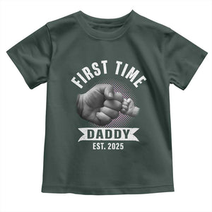 Girl Dad Est. 2025 Toddler T Shirt Fist Time Daddy To Be TS10 Dark Forest Green Print Your Wear