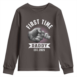 Girl Dad Est. 2025 Youth Sweatshirt Fist Time Daddy To Be TS10 Dark Chocolate Print Your Wear