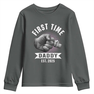 Girl Dad Est. 2025 Youth Sweatshirt Fist Time Daddy To Be TS10 Dark Heather Print Your Wear