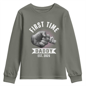 Girl Dad Est. 2025 Youth Sweatshirt Fist Time Daddy To Be TS10 Military Green Print Your Wear