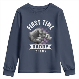 Girl Dad Est. 2025 Youth Sweatshirt Fist Time Daddy To Be TS10 Navy Print Your Wear