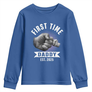 Girl Dad Est. 2025 Youth Sweatshirt Fist Time Daddy To Be TS10 Royal Blue Print Your Wear