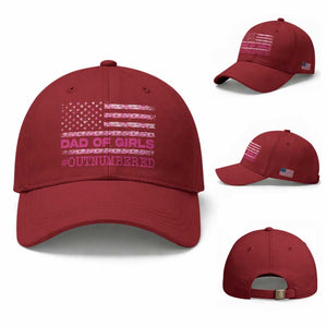 Dad Of Girls Baseball Cap Funny Girl Dads Pink Camo American Flag TS10 Baseball Cap Universal Fit Cherry Red Print Your Wear