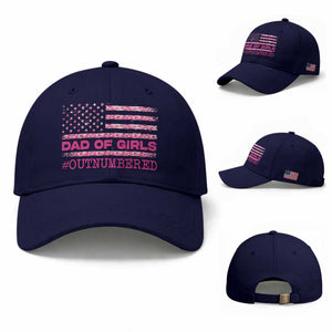 Dad Of Girls Baseball Cap Funny Girl Dads Pink Camo American Flag TS10 Baseball Cap Universal Fit Dark Blue Print Your Wear