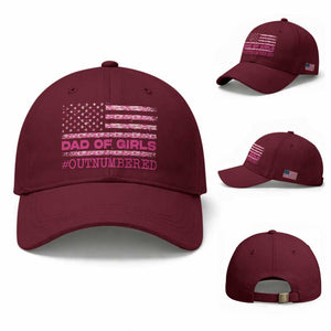 Dad Of Girls Baseball Cap Funny Girl Dads Pink Camo American Flag TS10 Baseball Cap Universal Fit Maroon Print Your Wear