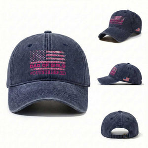 Dad Of Girls Washed Cotton Baseball Cap Funny Girl Dads Pink Camo American Flag
