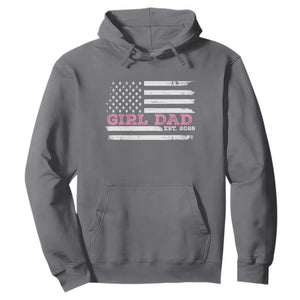 Personalised Dad Of Girl Hoodie Custom Year Daddy Fathers Day USA Flag TS10 Charcoal Print Your Wear