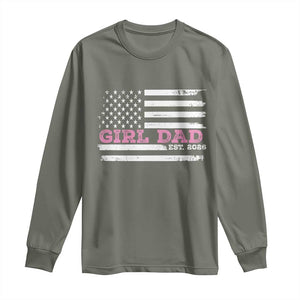 Personalised Dad Of Girl Long Sleeve Shirt Custom Year Daddy Fathers Day USA Flag TS10 Military Green Print Your Wear