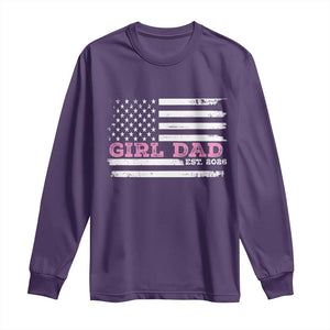 Personalised Dad Of Girl Long Sleeve Shirt Custom Year Daddy Fathers Day USA Flag TS10 Purple Print Your Wear