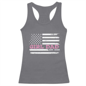 Personalised Dad Of Girl Racerback Tank Top Custom Year Daddy Fathers Day USA Flag TS10 Charcoal Print Your Wear