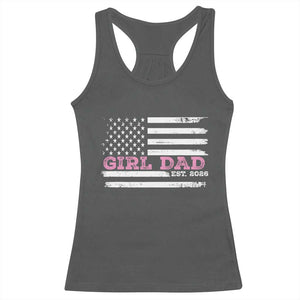 Personalised Dad Of Girl Racerback Tank Top Custom Year Daddy Fathers Day USA Flag TS10 Dark Heather Print Your Wear