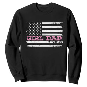 Personalised Dad Of Girl Sweatshirt Custom Year Daddy Fathers Day USA Flag TS10 Black Print Your Wear