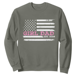 Personalised Dad Of Girl Sweatshirt Custom Year Daddy Fathers Day USA Flag TS10 Military Green Print Your Wear