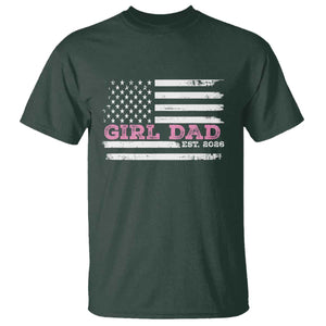 Personalised Dad Of Girl T Shirt Custom Year Daddy Fathers Day USA Flag TS10 Dark Forest Green Print Your Wear