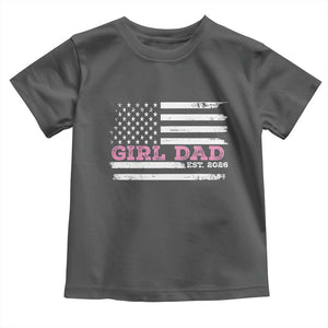 Personalised Dad Of Girl Toddler T Shirt Custom Year Daddy Fathers Day USA Flag TS10 Dark Heather Print Your Wear