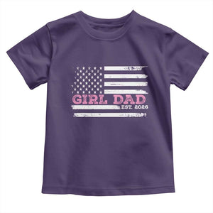 Personalised Dad Of Girl Toddler T Shirt Custom Year Daddy Fathers Day USA Flag TS10 Purple Print Your Wear