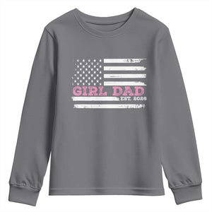 Personalised Dad Of Girl Youth Sweatshirt Custom Year Daddy Fathers Day USA Flag TS10 Charcoal Print Your Wear