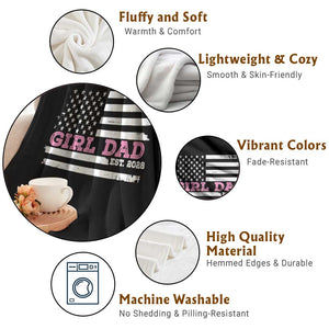 Dad Of Girl Est. 2026 Throw Blanket Daddy Fathers Day USA Flag TS10 Print Your Wear