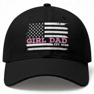 Dad Of Girl Est. 2026 Baseball Cap Daddy Fathers Day USA Flag