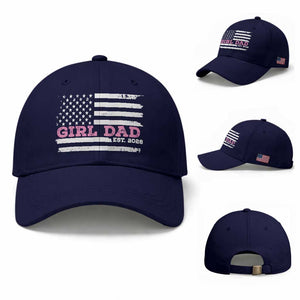 Dad Of Girl Est. 2026 Baseball Cap Daddy Fathers Day USA Flag