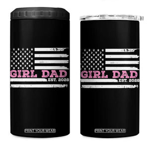 Dad Of Girl Est. 2026 4 in 1 Can Cooler Tumbler Daddy Fathers Day USA Flag TS10 One Size: 16 oz Black Print Your Wear