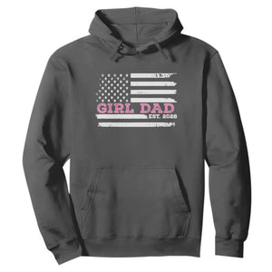 Dad Of Girl Est. 2026 Hoodie Daddy Fathers Day USA Flag TS10 Dark Heather Print Your Wear