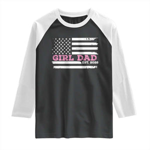 Dad Of Girl Est. 2026 Raglan Shirt Daddy Fathers Day USA Flag TS10 Black White Print Your Wear