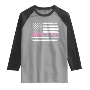 Dad Of Girl Est. 2026 Raglan Shirt Daddy Fathers Day USA Flag TS10 Sport Gray Black Print Your Wear