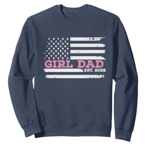 Dad Of Girl Est. 2026 Sweatshirt Daddy Fathers Day USA Flag TS10 Navy Print Your Wear