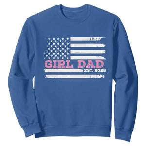 Dad Of Girl Est. 2026 Sweatshirt Daddy Fathers Day USA Flag TS10 Royal Blue Print Your Wear