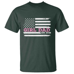 Dad Of Girl Est. 2026 T Shirt Daddy Fathers Day USA Flag TS10 Dark Forest Green Print Your Wear