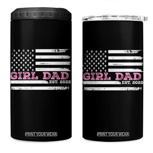 Dad Of Girl Est. 2022 4 in 1 Can Cooler Tumbler Father Girl To Be 2022 Daddy Fathers Day USA Flag TS10 One Size: 16 oz Black Print Your Wear