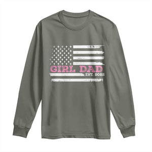Dad Of Girl Est. 2022 Long Sleeve Shirt Father Girl To Be 2022 Daddy Fathers Day USA Flag TS10 Military Green Print Your Wear