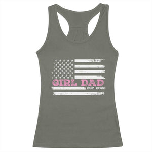 Dad Of Girl Est. 2022 Racerback Tank Top Father Girl To Be 2022 Daddy Fathers Day USA Flag TS10 Military Green Print Your Wear