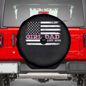 Dad Of Girl Est. 2022 Spare Tire Cover Father Girl To Be 2022 Daddy Fathers Day USA Flag TS10 Black Print Your Wear
