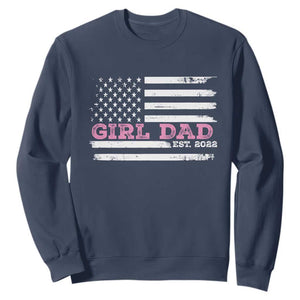 Dad Of Girl Est. 2022 Sweatshirt Father Girl To Be 2022 Daddy Fathers Day USA Flag TS10 Navy Print Your Wear